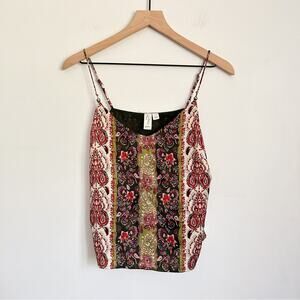 Joie Patterned Satin Tank Top Brown Size S